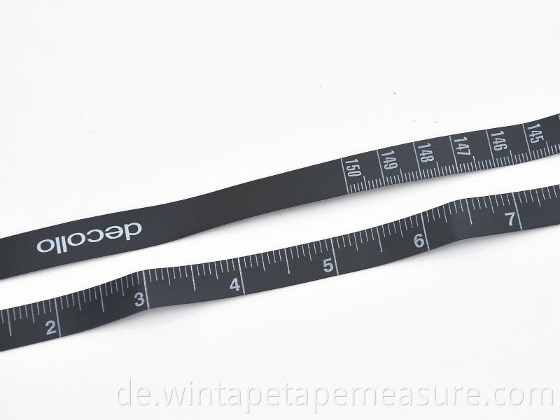 150cm/60inch schwarz bedruckbares Zoll cm Lineal Maßband neues Design PVC Logo Material mit Ihrem Logo oder Namen